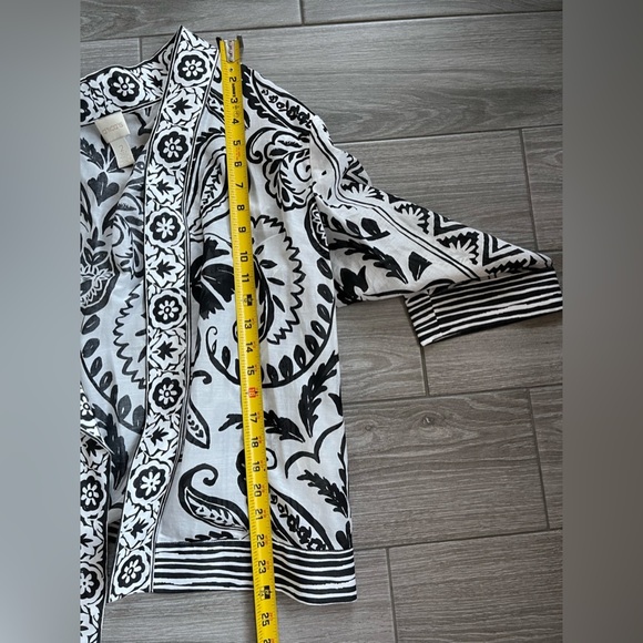 Chico’s Kimono in Black/White Pattern| Cotton-Silk Blend, Size 2/Large••• - Picture 9 of 10